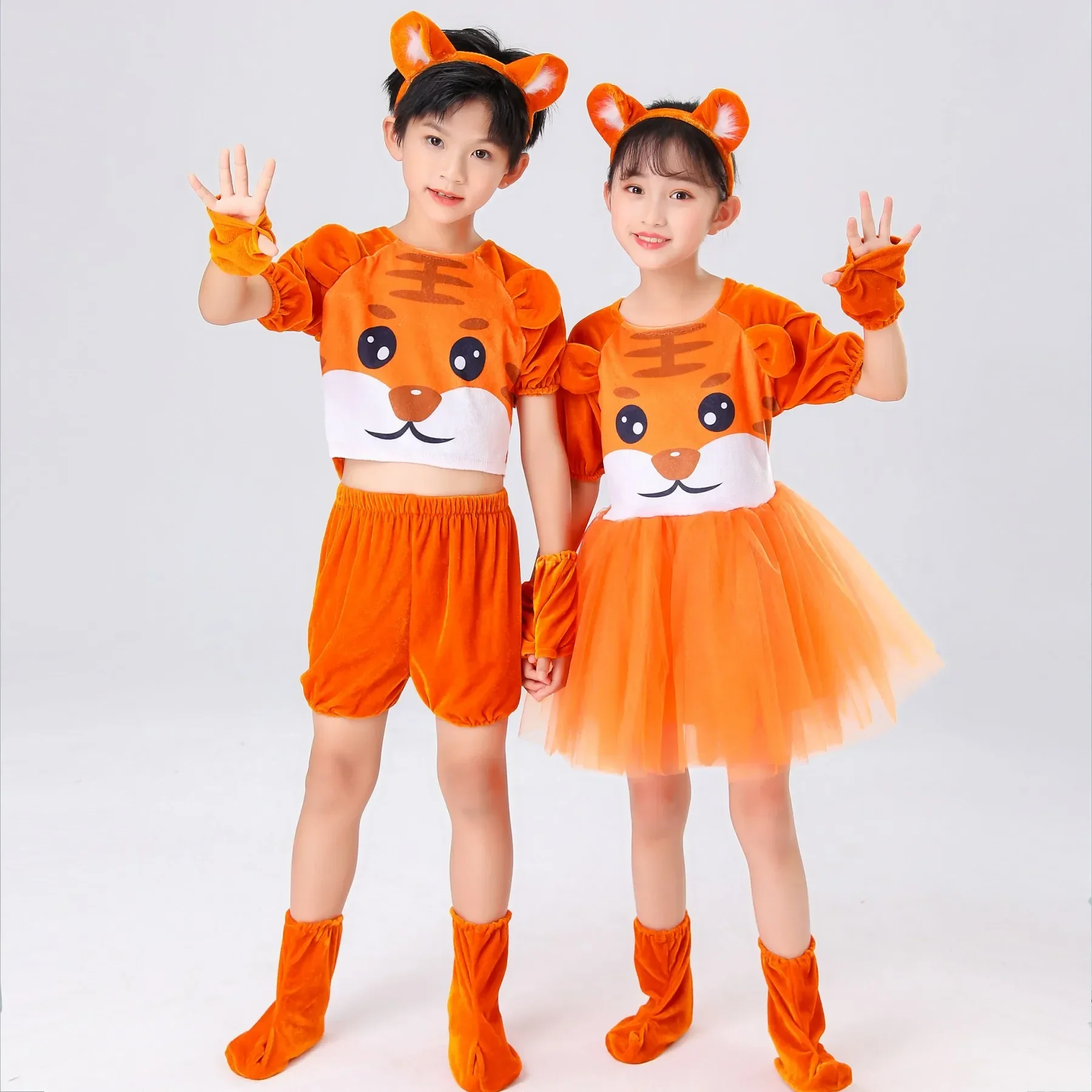 Cosplay Costume Kids Girl Tiger Fancy Dress Tiger Child Costume Halloween Costume Purim Carnival Outfit Kids Stage Performance