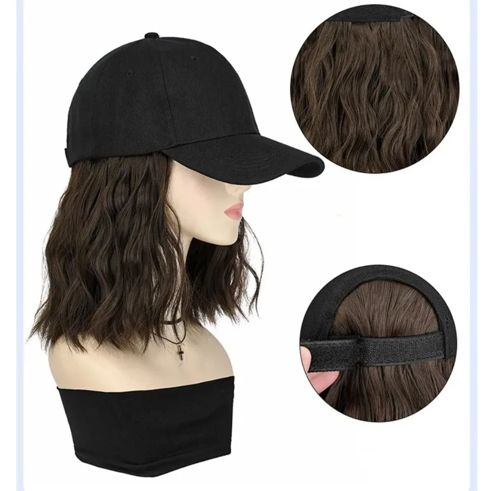 أزياء متكاملة شعر مستعار بلغت ذروتها قبعة موجات مجعد بوبو Snapback قبعة واقية من الشمس قبعة المرأة #5