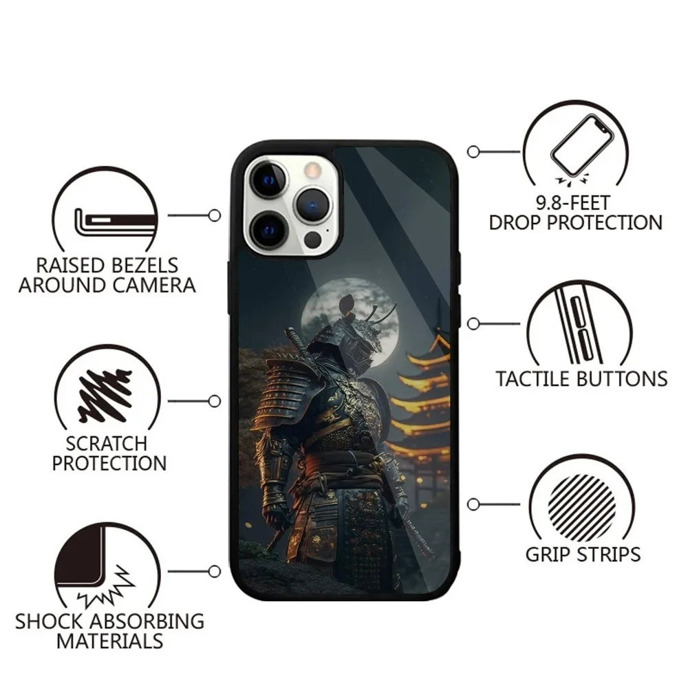 S-Samurai Japan G-Ghost Art Phone Case For iPhone 15,14,13,12,11,Plus,Pro,Max Mini Magsafe Magnetic Wireless Charging