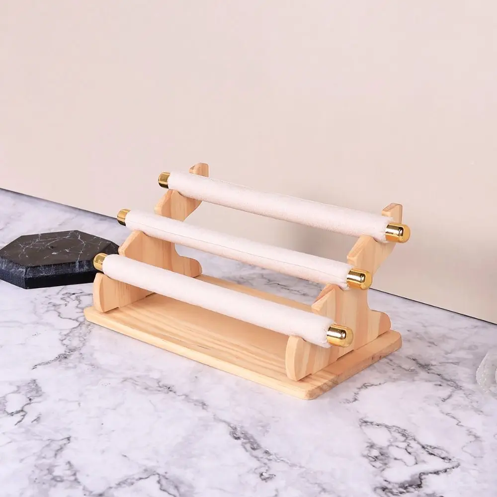 3-Tier Wooden Ring Holder Multi-Layer Necklace Bracelet Jewelry Organizer Removable Space Saving Ring Display Rack