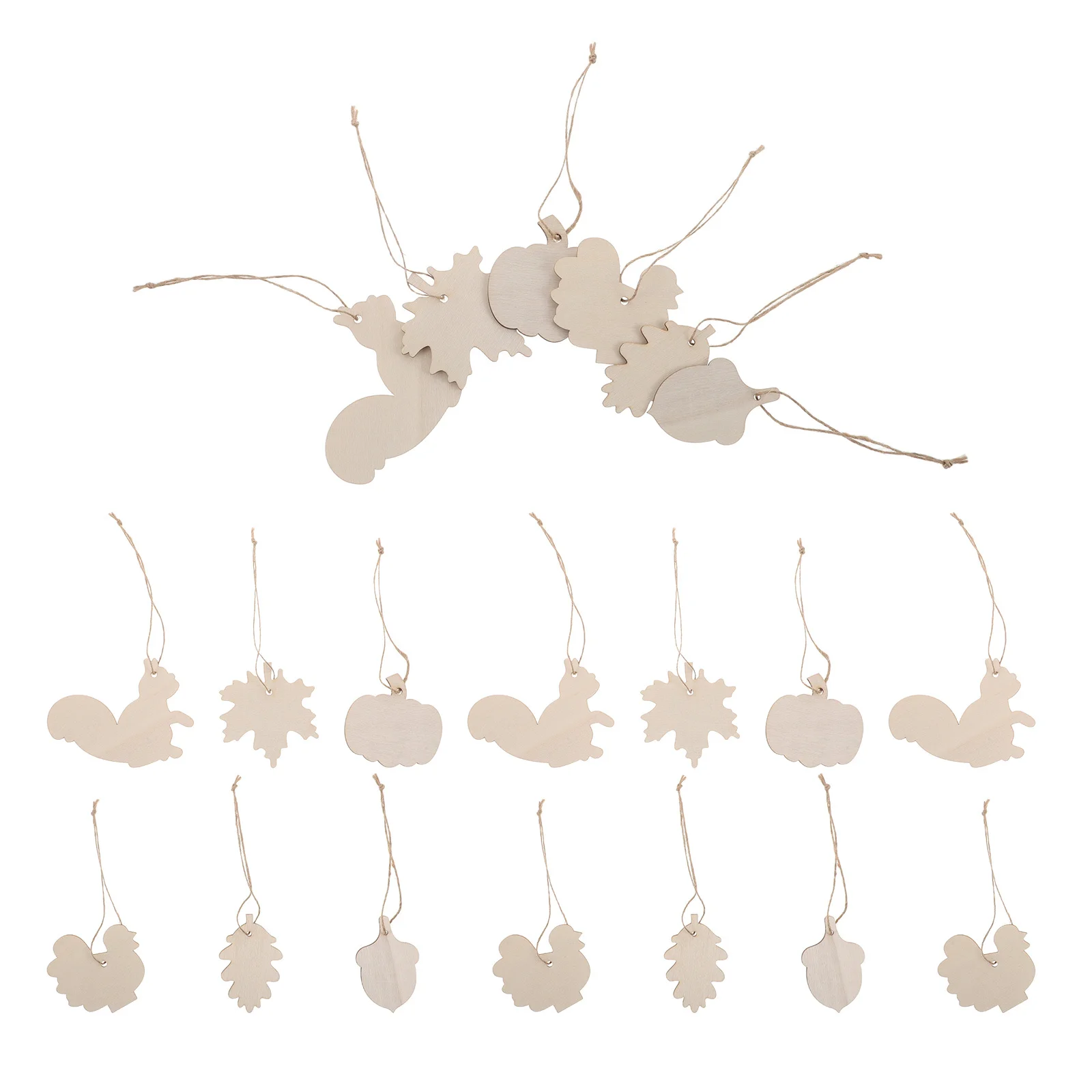 

60Pcs Wood Autumn Decoration Craft Kits Harvest Festival Decorations Blank Wooden Ornaments for Home DIY Thanksgiving Wood