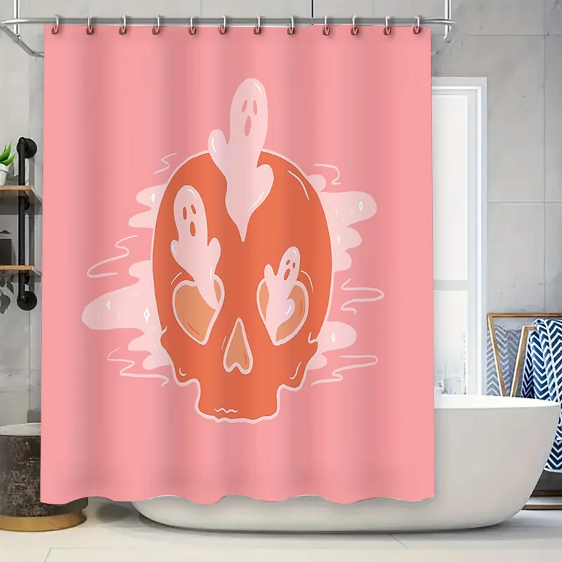 Gothic Skull Shower Curtain Halloween Decor Dark Horror Bathroom Set Spooky Home Accent Vintage Macabre Emo Aesthetic Room Divid