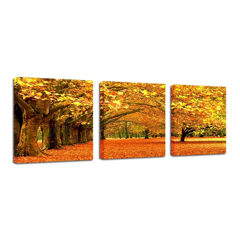 Triptych, maple grove, modern abstract, minimalist, canvas, art poster, living room, bedroom decoration