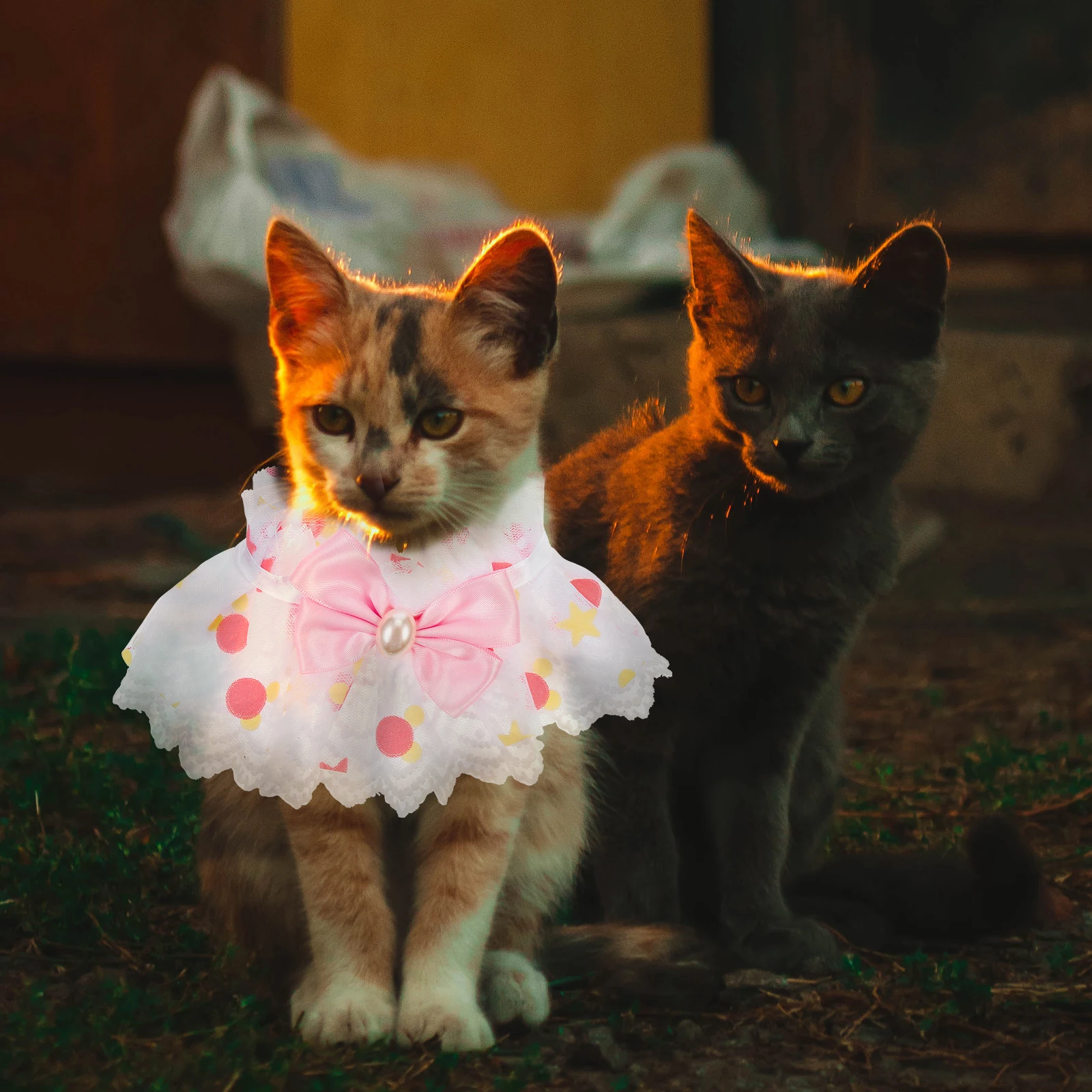 

Pet Collar Lace Design Decorative Kitten Dog Neck Ornament Bowknot Bell Durable Soft Comfortable Festival Photo Shoot Daily Wear