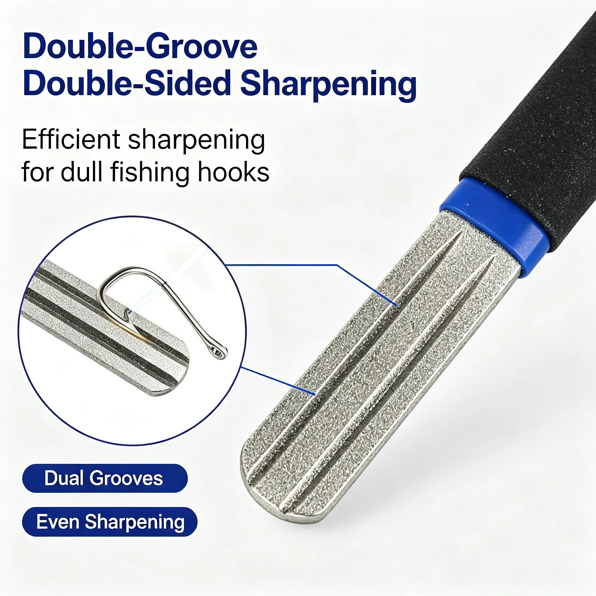 Portable Outdoor Double Groove Fishing Hook Sharpening Hone Sharpener Fish Hook Sharpen Tools For Outdoor Fishing Accessories