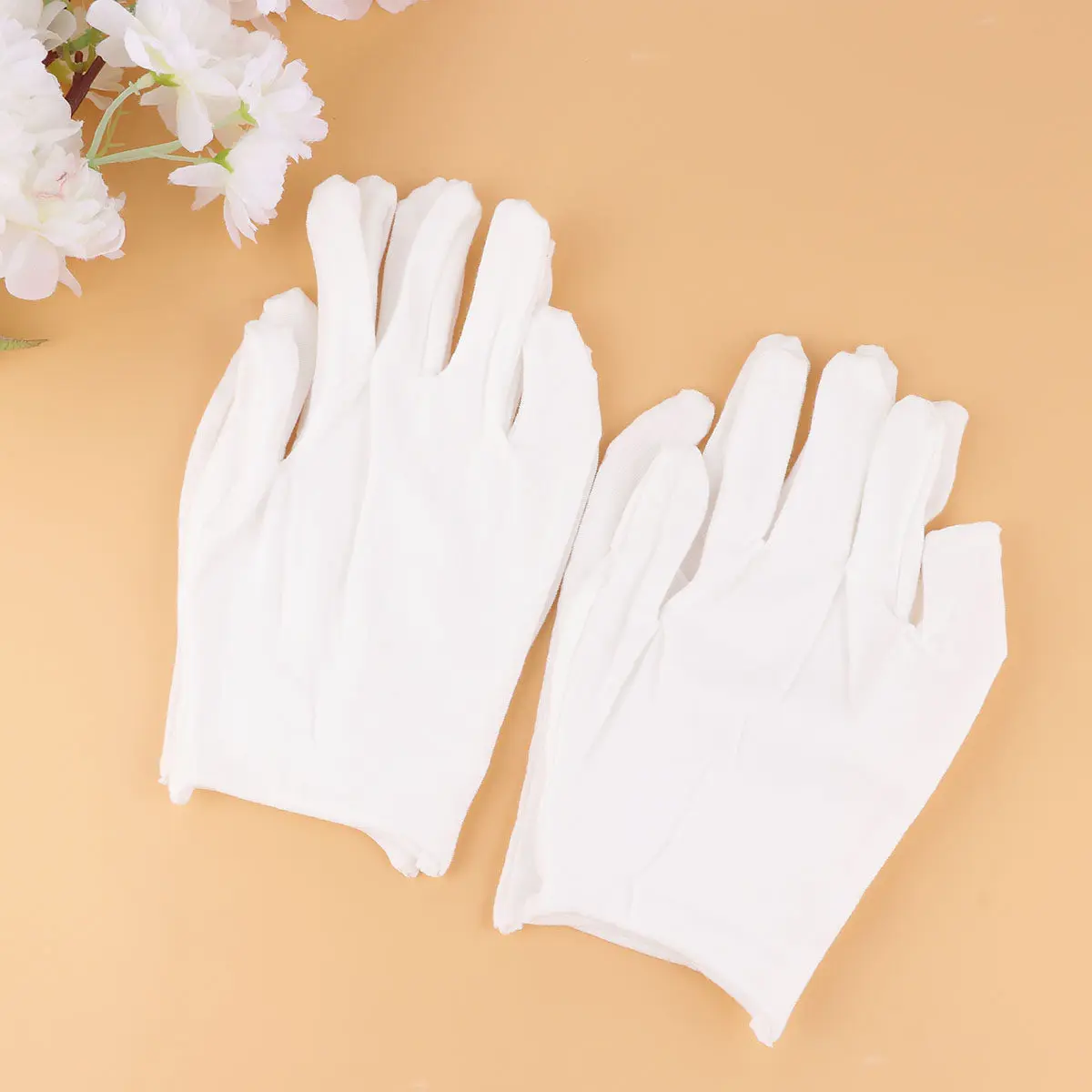 12Pair White Cotton Gloves Lightweight Stretchy Protective Work Gloves for Gardening Industrial Labor Jewelry Coin Handling