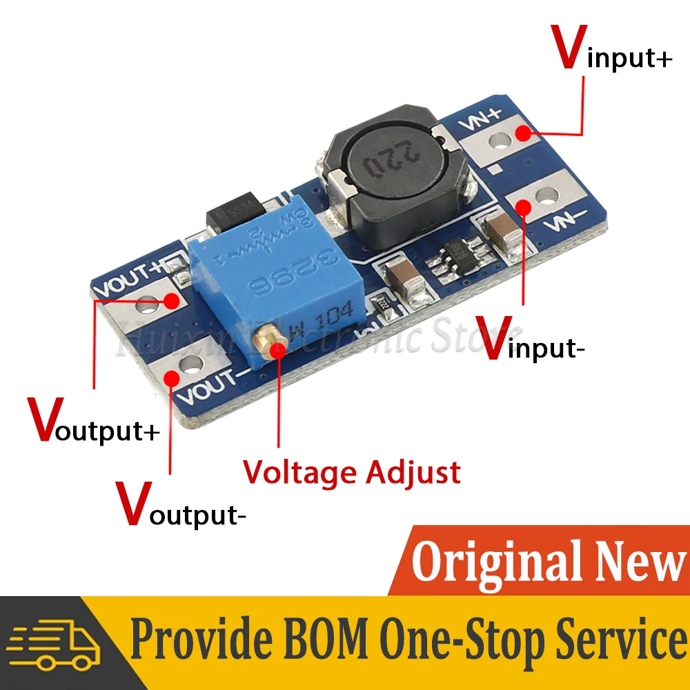 2pcs MT3608 DC-DC Step Up Converter Booster Power Supply Module Board 2-24V to 5V 9V 12V 28V Adjustable MAX output 28V 2A