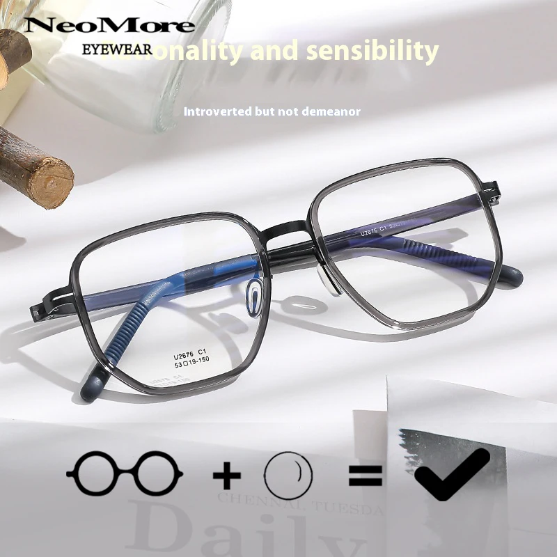 

Lind Retro No Screws Eyeframe Ultra Light alloy Eyewear Myopia Glasses Square Fashion Medical Progressive Spectacles Gafas
