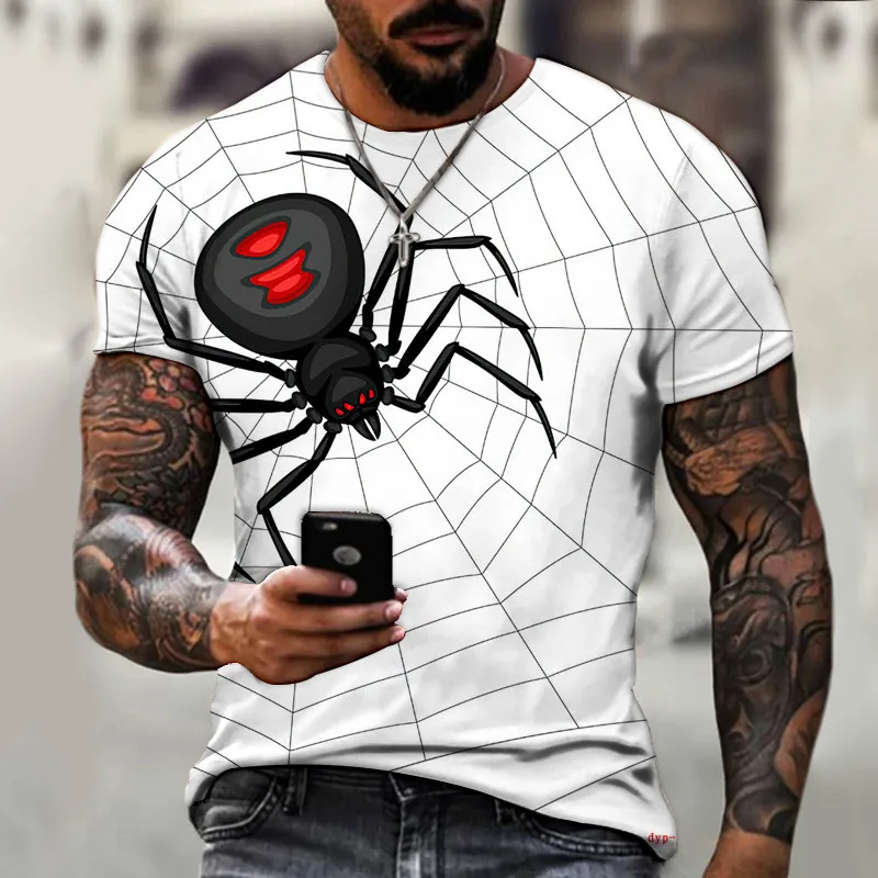 Spider Pattern Fashion T-Shirt For Men\'s 6XL Plus Size 3D Animal Printed Streetwear T Shirt Short Sleeve Hip Hop Summer Tops Tee