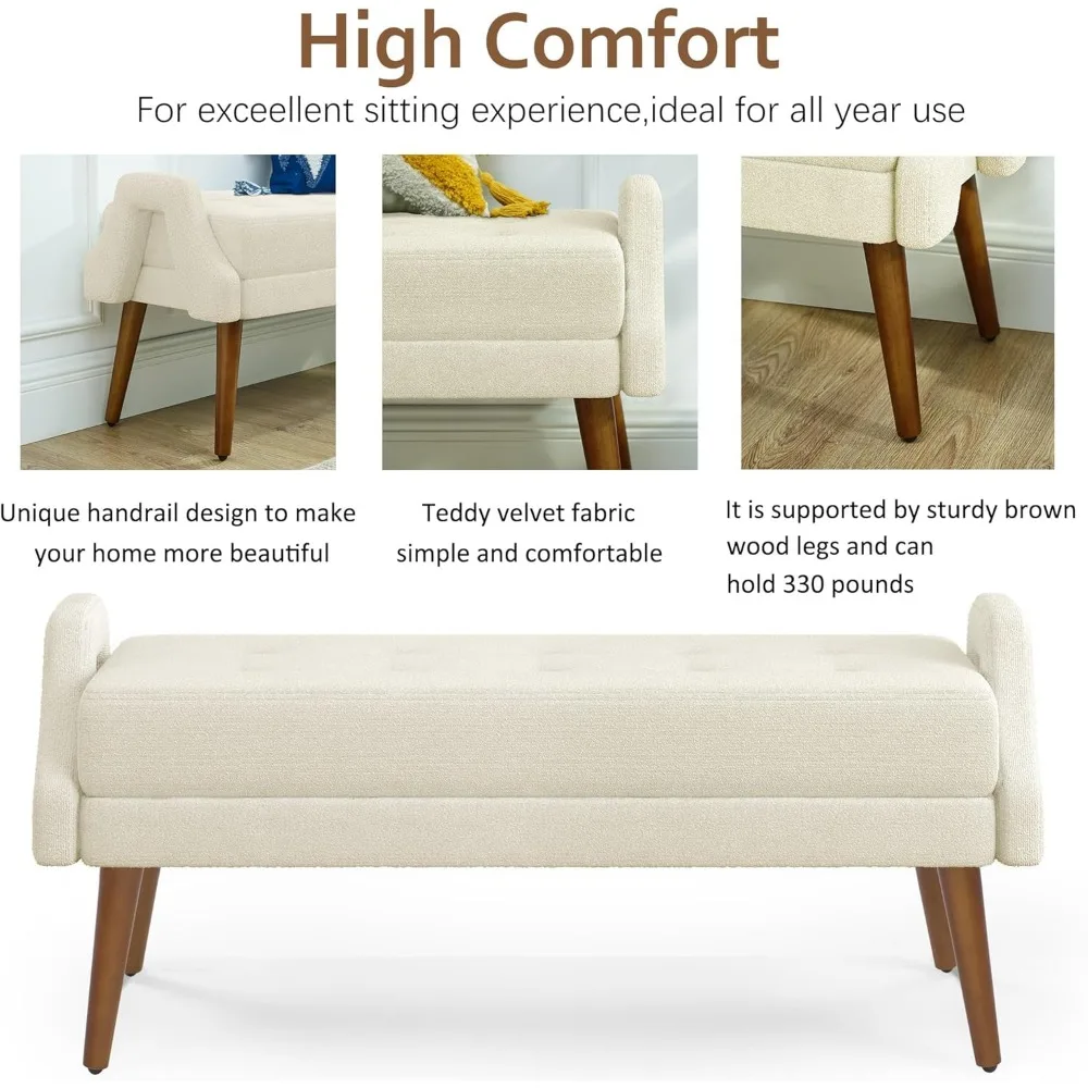 مقعد مسند ذراع مخملي مبطن بأرجل متينة باللون البني الداكن لغرفة النوم وغرفة المعيشة #5