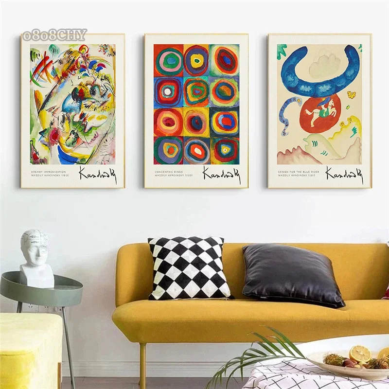 Concentric Rings,Rainbow Forest Wassily Kandinsky Abstract Art Canvas Painting Posters and Prints Cuadros Wall Art Home Decor