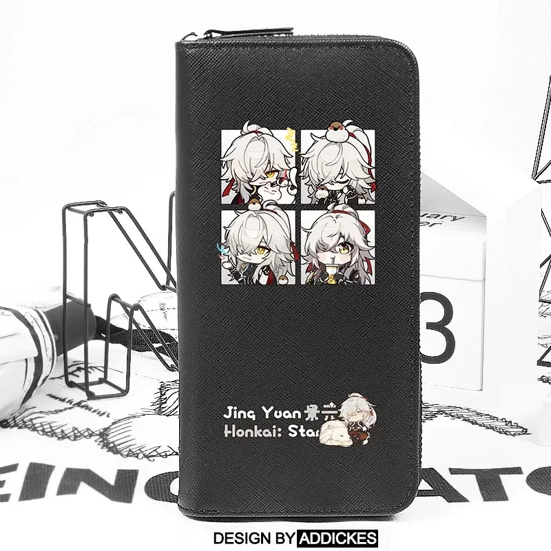miHoYo Game Honkai Impact 3  Jingyuan Card Holder Cartoon Black Unisex PU Wallet Zipper Bag Anime Birthday Xmas Gifts Secondary