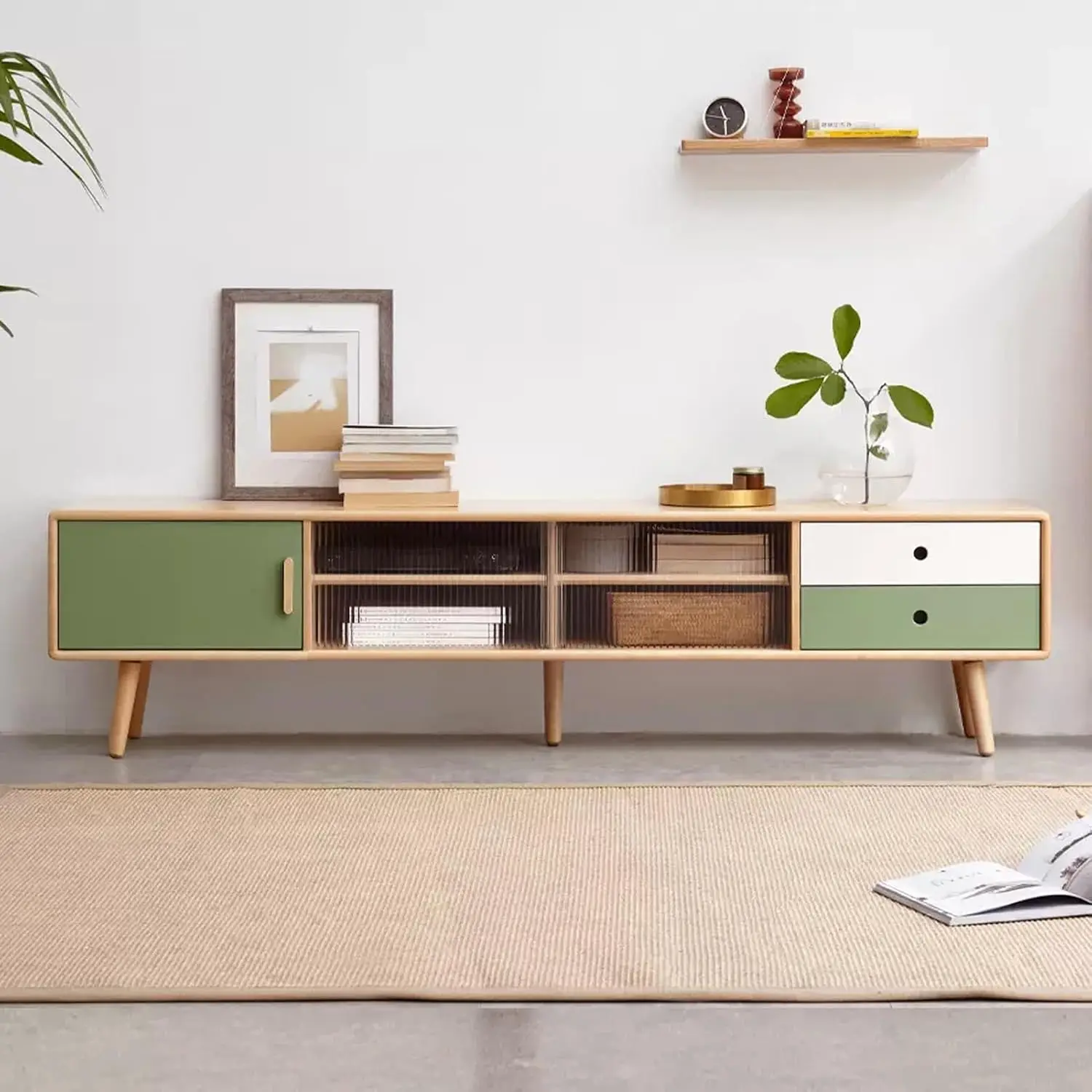 

！@Combohome Scandinavian Style Modern Wooden TV Stands Wood Furniture TV Stands for Living Room