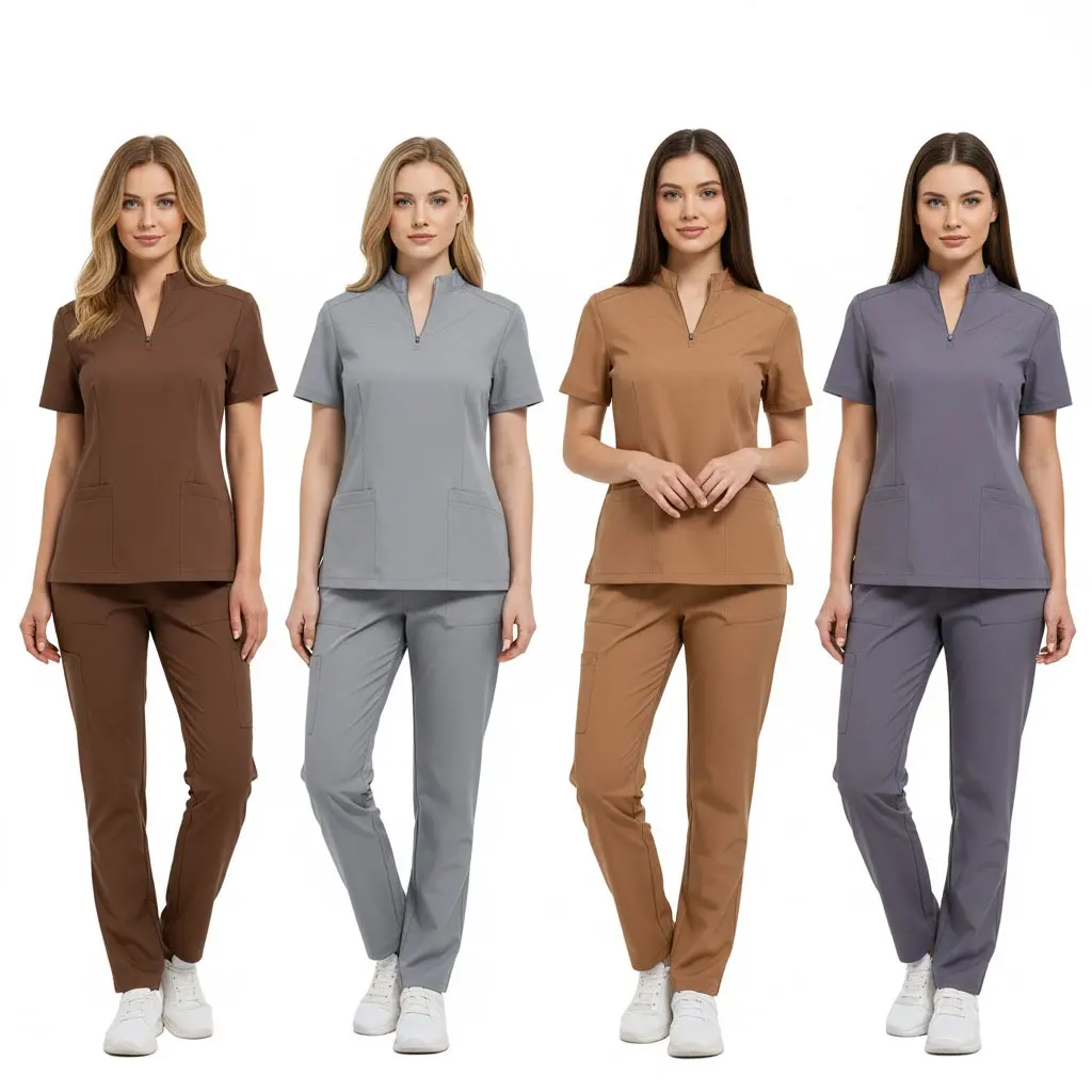 

Nurse Workwear Solid Color Stand-up Collar Women's Hand Washing Uniform Straight Pants Oral Clinic Surgical Overall