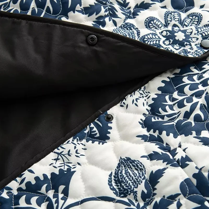 เสื้อแจ็คเก็ตผ้าฝ้ายพิมพ์ลายเรโทรอเนกประสงค์ แขนยาว ทรงหลวม สไตล์สตรีท ปิดกระดุมเม็ดเดียว คอลเลคชั่นฤดูใบไม้ผลิ 2025