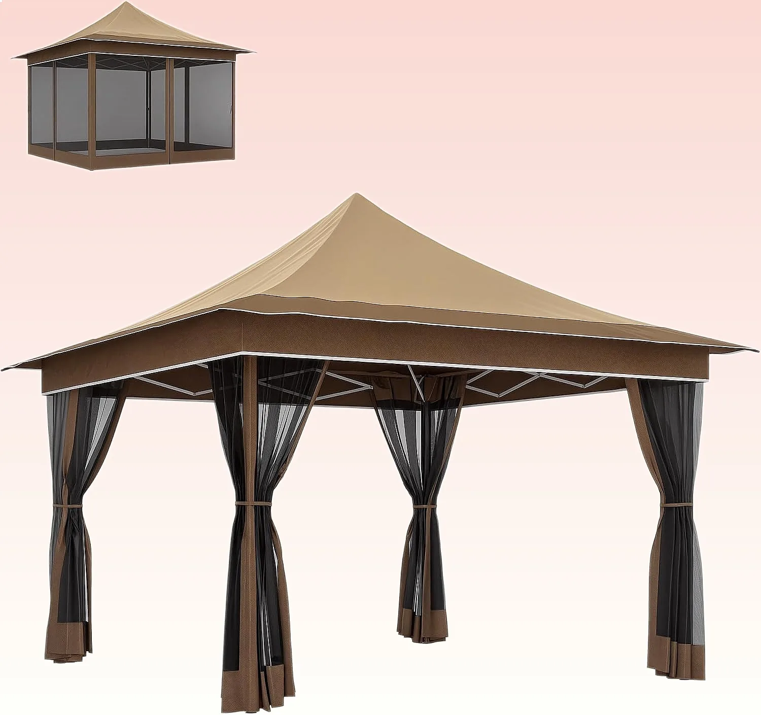 Outsunny 12x12 Ft Pop Up Canopy Tent with Mesh Netting UPF50+ Sun Shelter Carry Bag Adjustable Party Tent