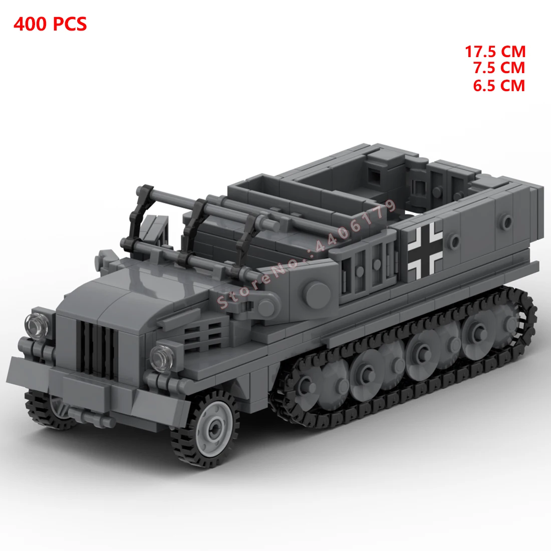 

hot military WW2 Germany Technology equipment army SDKFZ 11 Half-track transport vehicle war Building Blocks model bricks toys