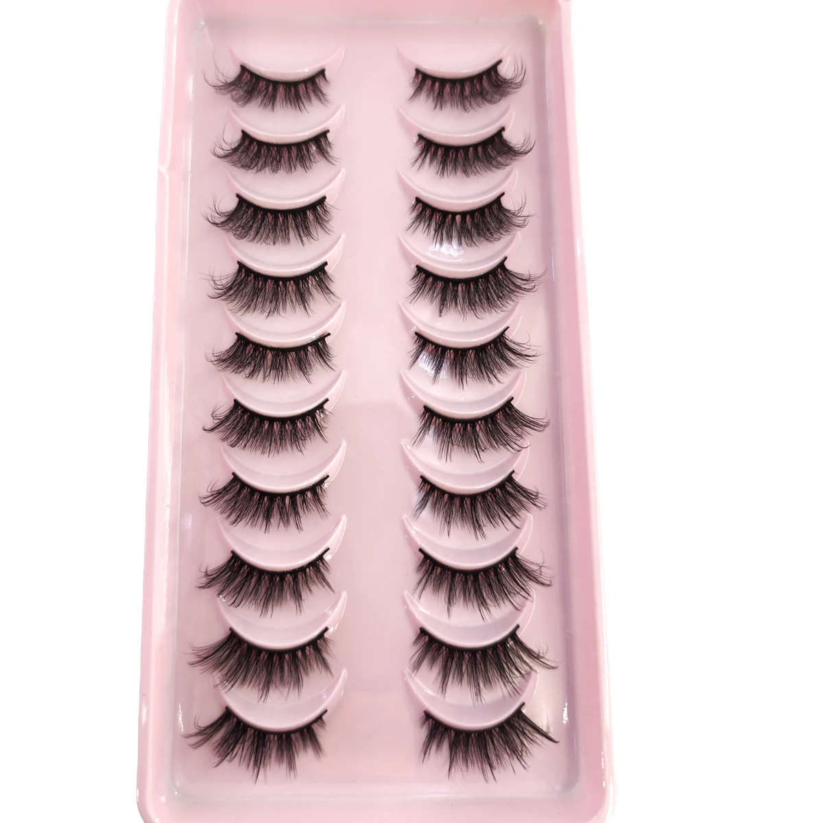 Faux-cils 3D demi-cils, 10 paires, aspect naturel, œil de chat, cils vaporeux en vison, bande moelleuse, par HBZGTLAD