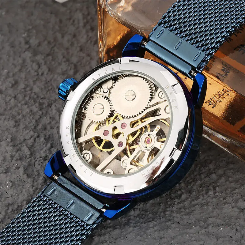 FORSINING Women Mechanical Watch Manual Winding Luxury Mesh Belt Wristwatches