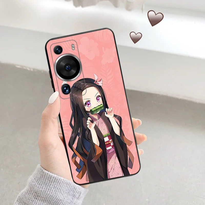 Matte Phone Case for Huawei P20 Pro P Smart P40 P30 Moto G30 G31 G200 OneFusion Demon Slayer Cartoon Soft Black Case Funda Shell