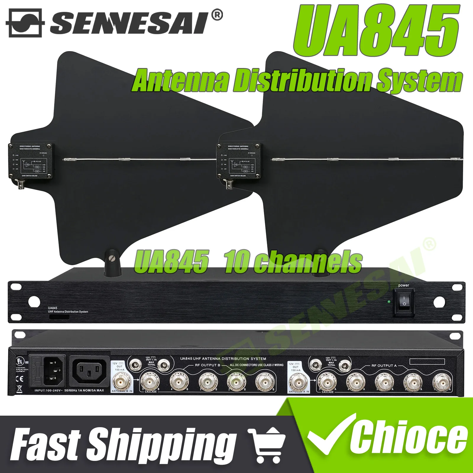 SENNESAI UA845 هوائي مكبر للصوت نظام الموزع UHF 470-900MHz تردد 10 قنوات انتينا الداعم للميكروفون اللاسلكي #1