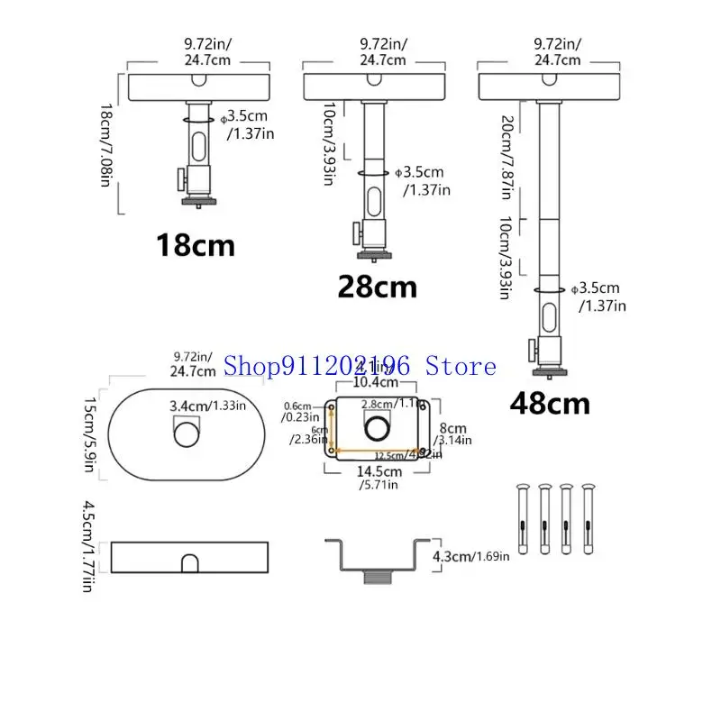 

P82A Projectors Ceiling Mount Multiorientation Adjustment 360°Angle Rotatable Stand