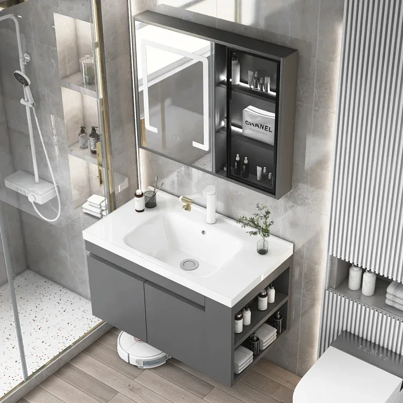 Space Saving Bathroom Cabinet Closed Storage Toilet Wc Furniture Luxury Towel Medicine Double Washbasin Bathroom Furniture