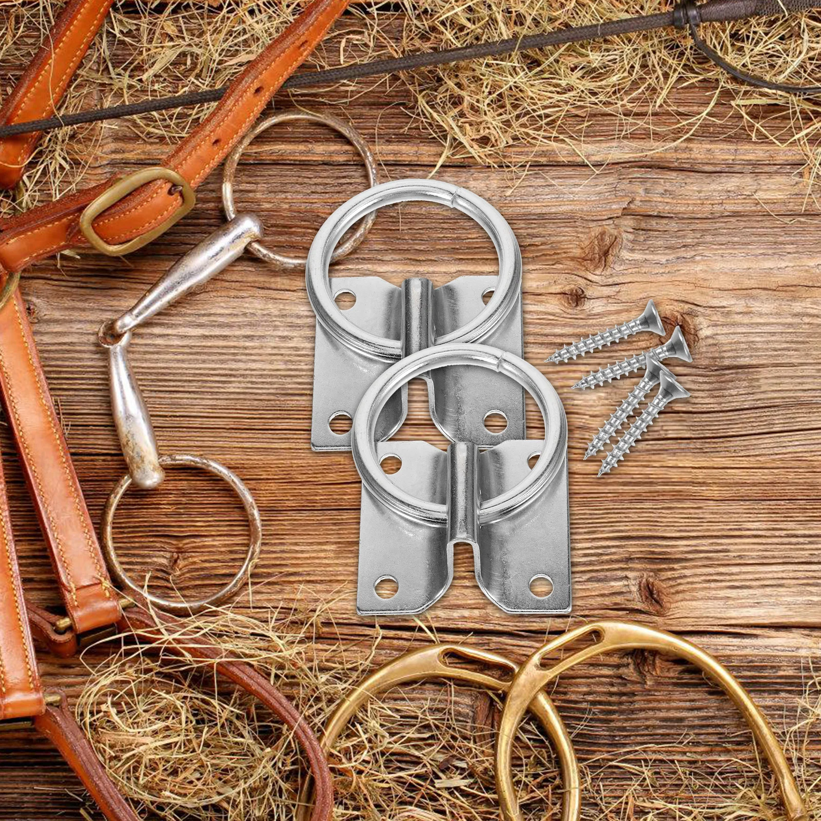 4 Pcs Horse Tie Ring Heavy Duty Hook up Rings Riding Training Equipment Iron Accessory