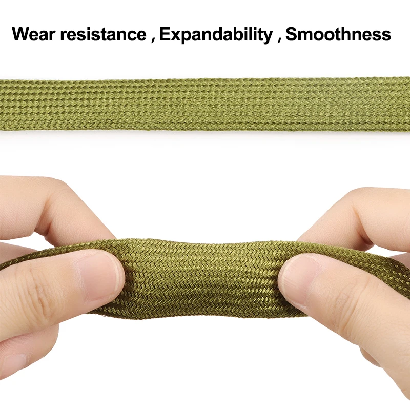 5/10M Polyamide Cable Sleeve 2.5mm ~ 60mm Super Soft Tight High Density Braided Insulated Wire Protect Sheath Black Army Green