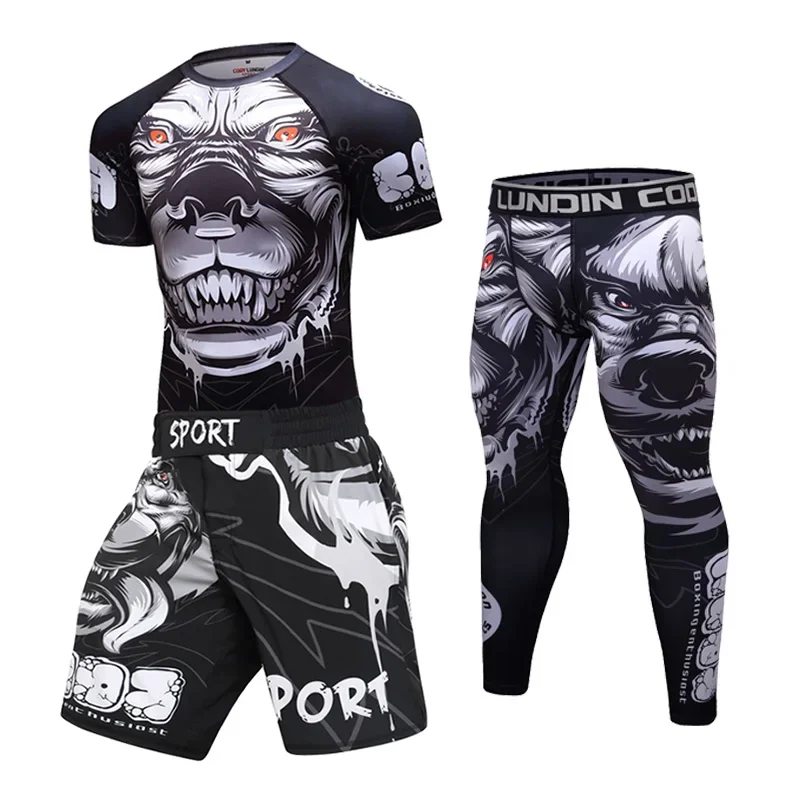 Homens mma kickboxing agasalho camisa de compressão calças shorts de boxe conjunto bjj rashguard ginásio roupas de fitness ternos esportivos