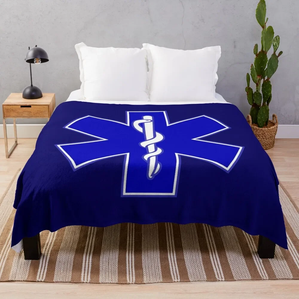 STAR OF LIFE EMT EMS (BLUE) Throw Blanket bed plaid Quilt Plush Weighted Soft Big Blankets