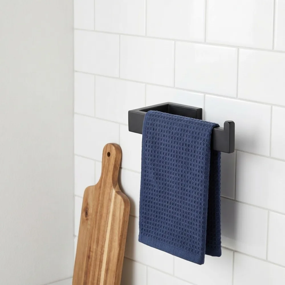 Black Towel Rack Wall Mounted Stainless Steel Toilet Paper Holder Anti Corrosion Durable Towel Rail Toilet Paper Holder