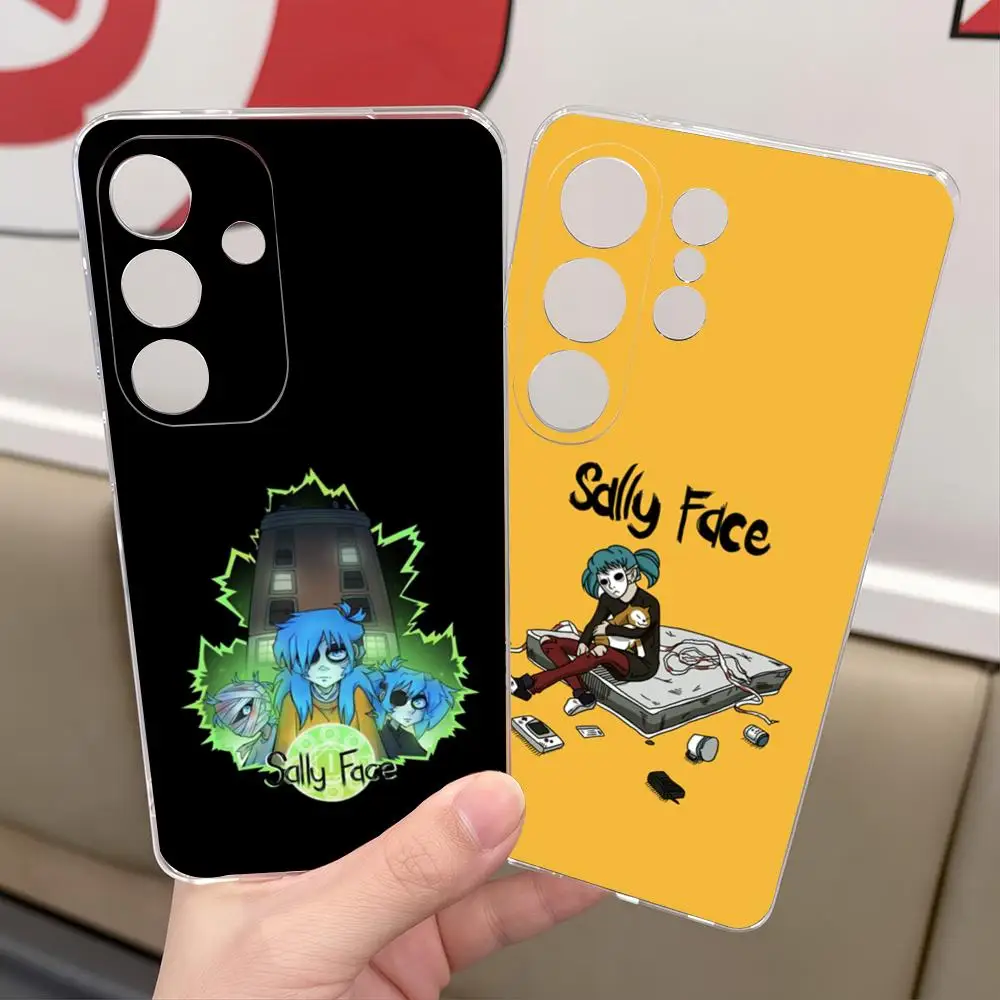Horror Sally Face Phone Case For Samsung S26 S25 S24 S23 S22 Ultra Plus FE A55 15 16 4G 5G Shockpoof Transparent Cover