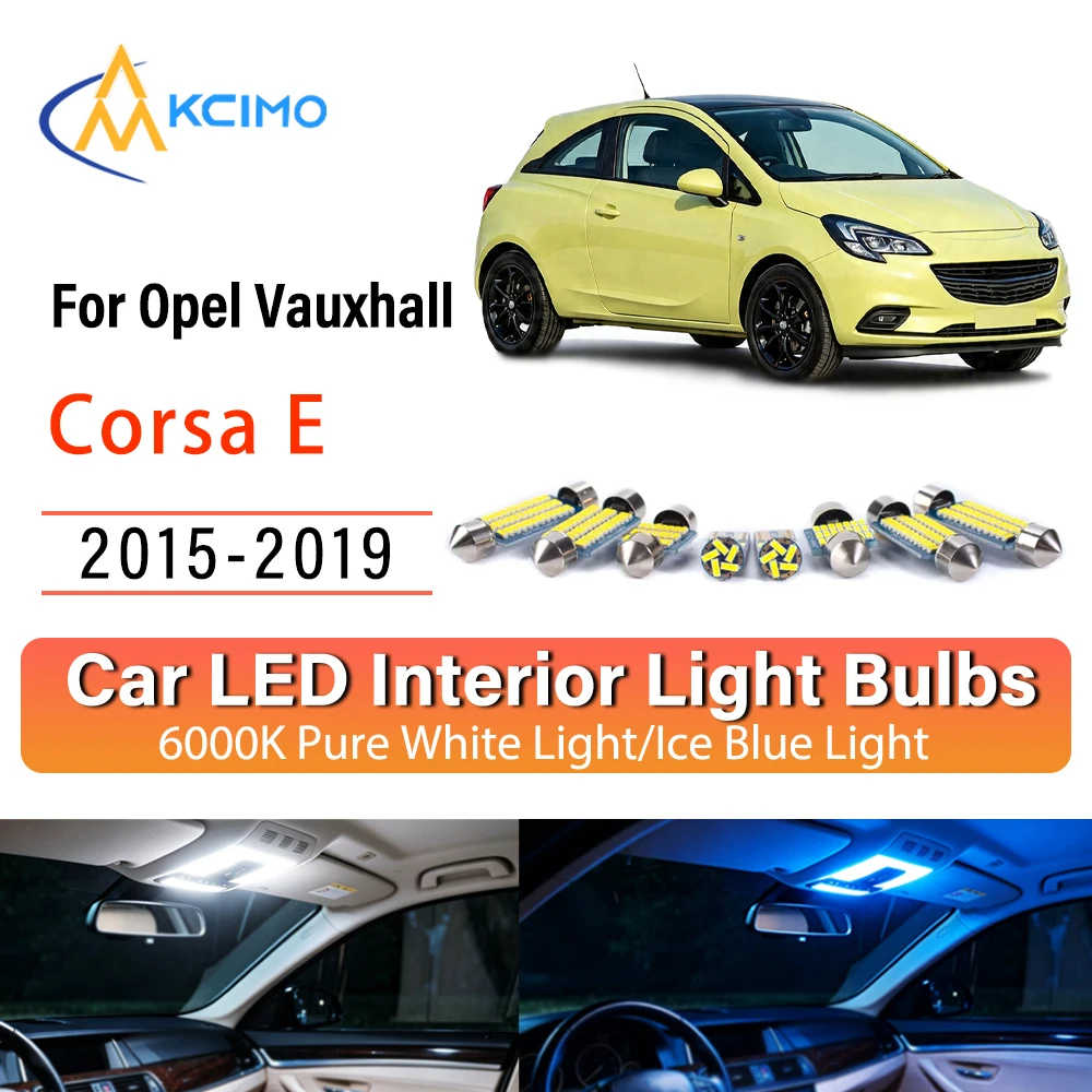 Premium Easy Install LED Interior Lights For Opel Vauxhall Corsa E 2015-2019, Blue Light,White Lights Kit Long Lasting