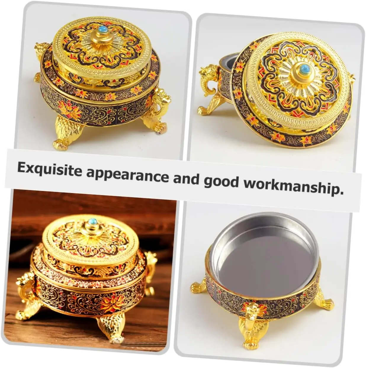 Eight Auspicious  Burner Smudge Pot Eid Decoration for  Agarwood  Burner  Vintage  Burner Desk Topper Metal Decor  Censer China