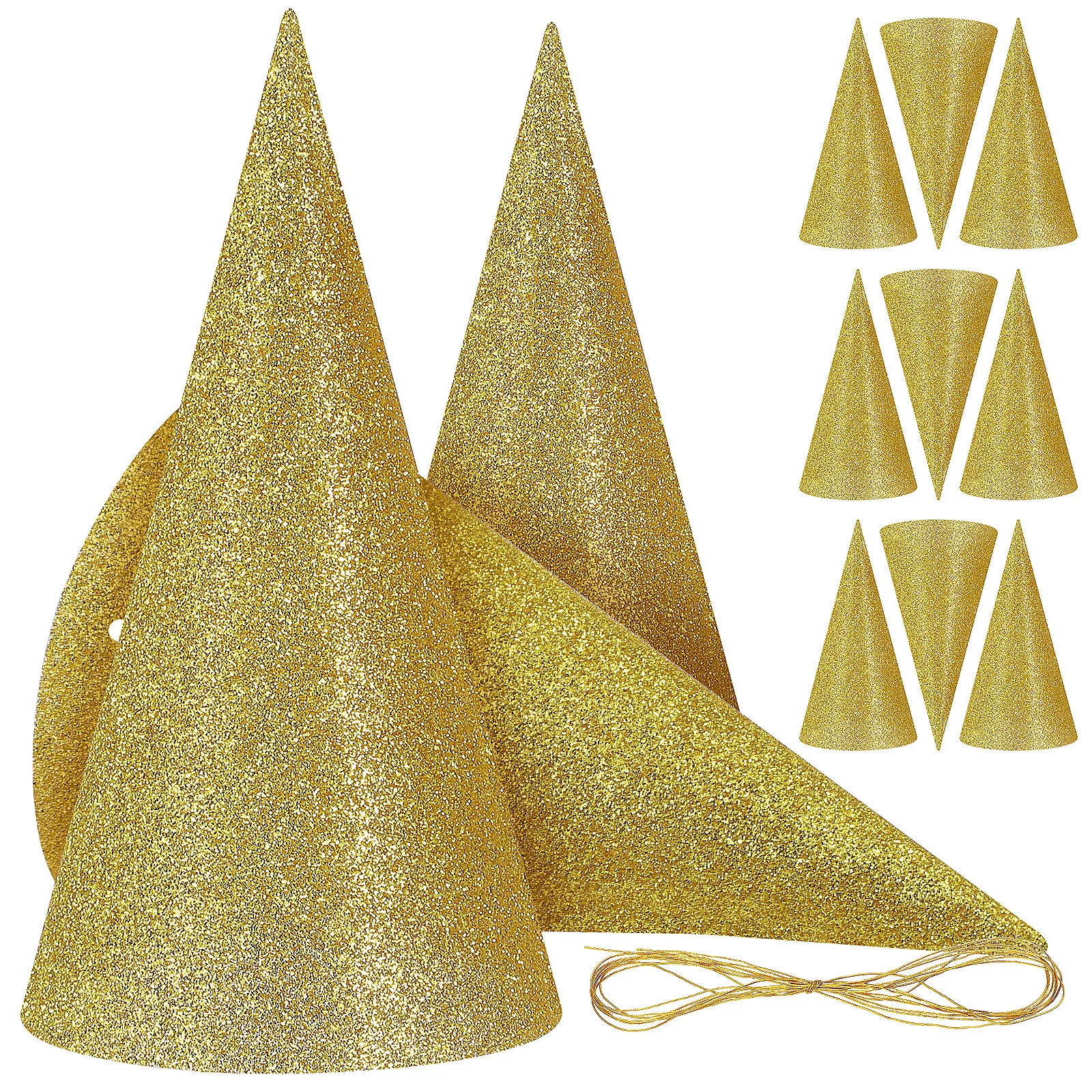 

12Pcs Birthday Hats Glitter Cone Party Hats for Kids Children Small Sparkly Caps First Birthday Party Supplies