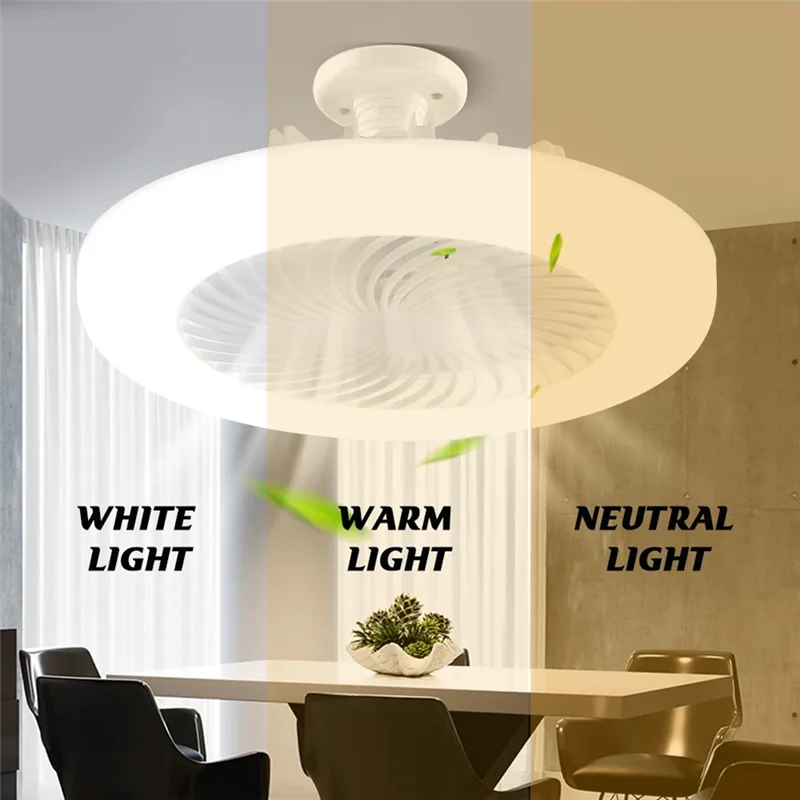 

N08R 2PCS Ceiling Fans With Remote Control And Light Lamp Fan E27 Converter Base Smart Silent Ceiling Fans,A Durable Easy To Use
