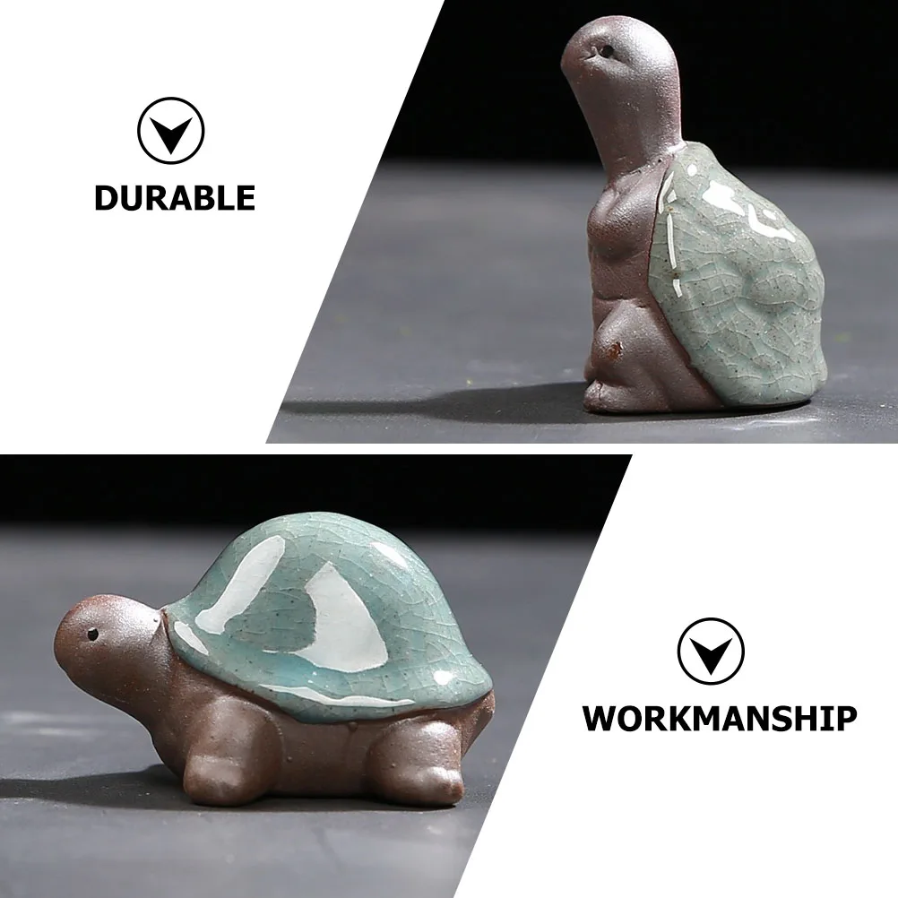 

2pcs Ceramic Turtle Ornaments Mini Decorative Tortoise Figurine Small Sea Turtle Zen Style Home Tearoom Adornments Creative