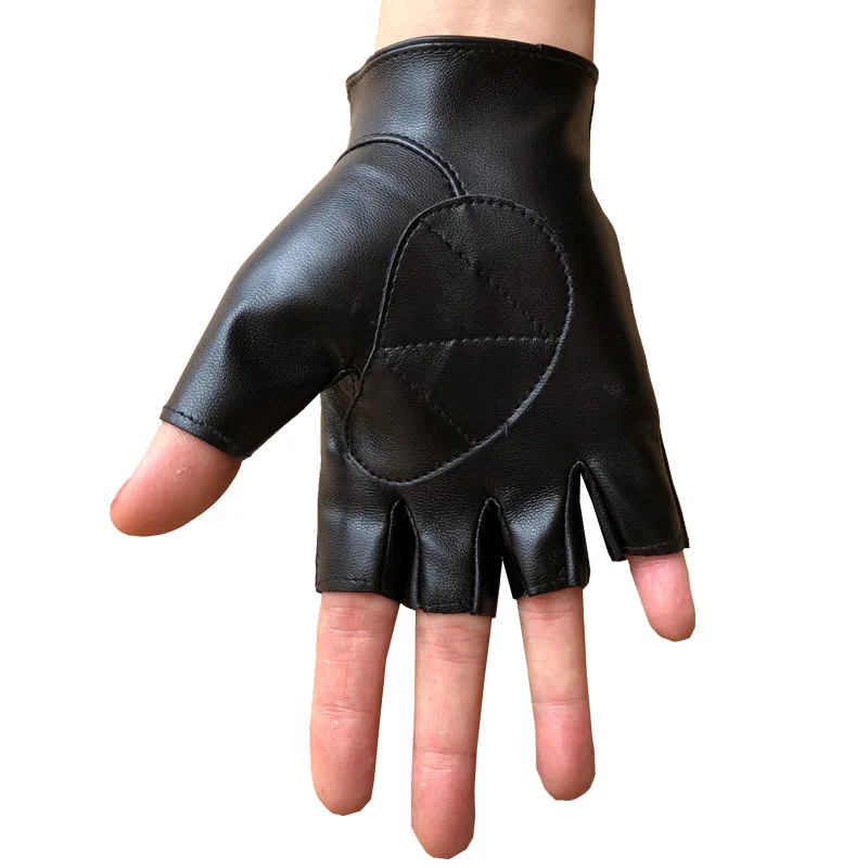 Sexy Cool Men Women Metal Rivets Punk Nightclub Hip Hop Show Photography Dance Mitten Half Finger PU Leather Driving Glove M27