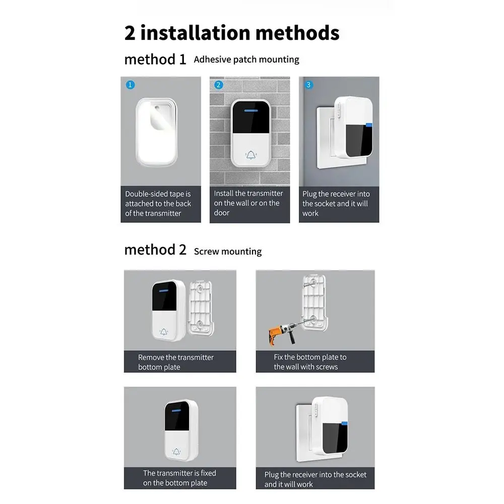 

38 Ringtones Outdoor Wireless Doorbell Wireless Technology Waterproof Self-Powered Doorbell Waterproof Doorbell Home Security