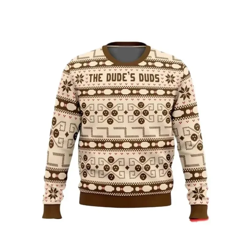 The Dude Abides The Big Lebowski 3D stampato brutto Natale 2024 nuova felpa con cappuccio da uomo alla moda abbigliamento sportivo da donna