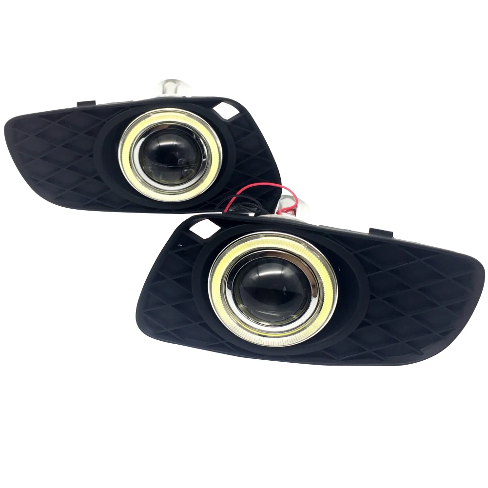 EEMRKE Fog Lights For Smart Fortwo Forfour W451 Led DRL Angel Eyes Daytime Running Light Tagfahrlicht with Halogen Bulb H11 55W