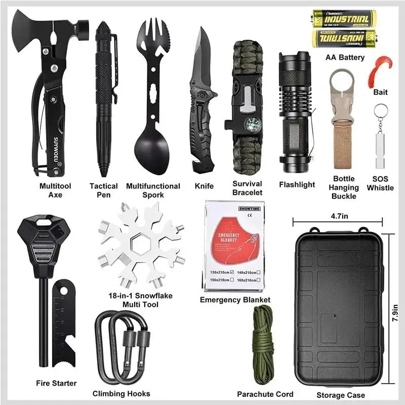 Gifts for Men Dad Husband Survival Gear and Gear Kit 20 in 1 Emergency Escape Kit