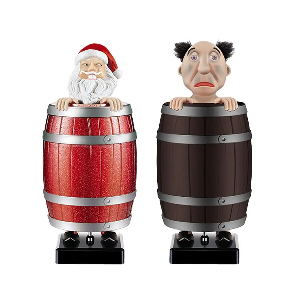 Funny Cigarette Dispenser Creative Spoof Cigarette Holder Box Santa Claus in The Wooden Barrel Cigarette Box Statue