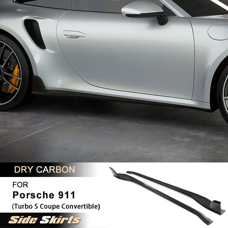 

Car Side Skirts Extensions for Porsche 911 Turbo S Coupe Convertible 2D 2019-2023 Side Apron Lip Body Kits Prepreg Dry Carbon
