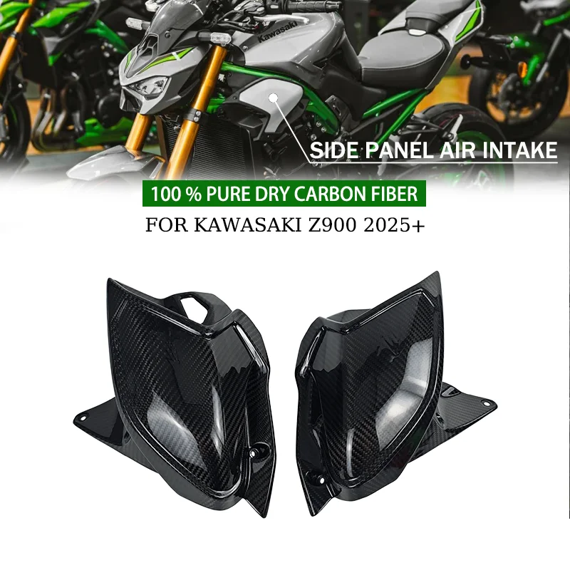 

For Kawasaki Z900 2025 100% pure carbon fiber dry carbon motorcycle accessory Left Right Side Radiator Cover Panel Fairing Kit