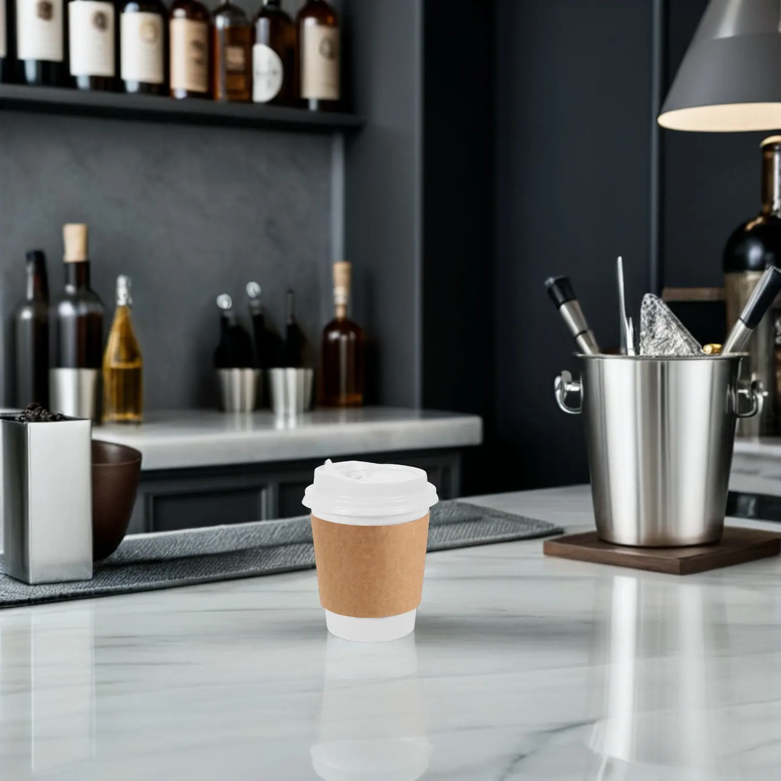 

80 шт. коричневых гофрированных термоизоляционных одноразовых чехлов для кофейных стаканов из крафт-бумаги, универсальные для горячих напитков, держатели для стаканов