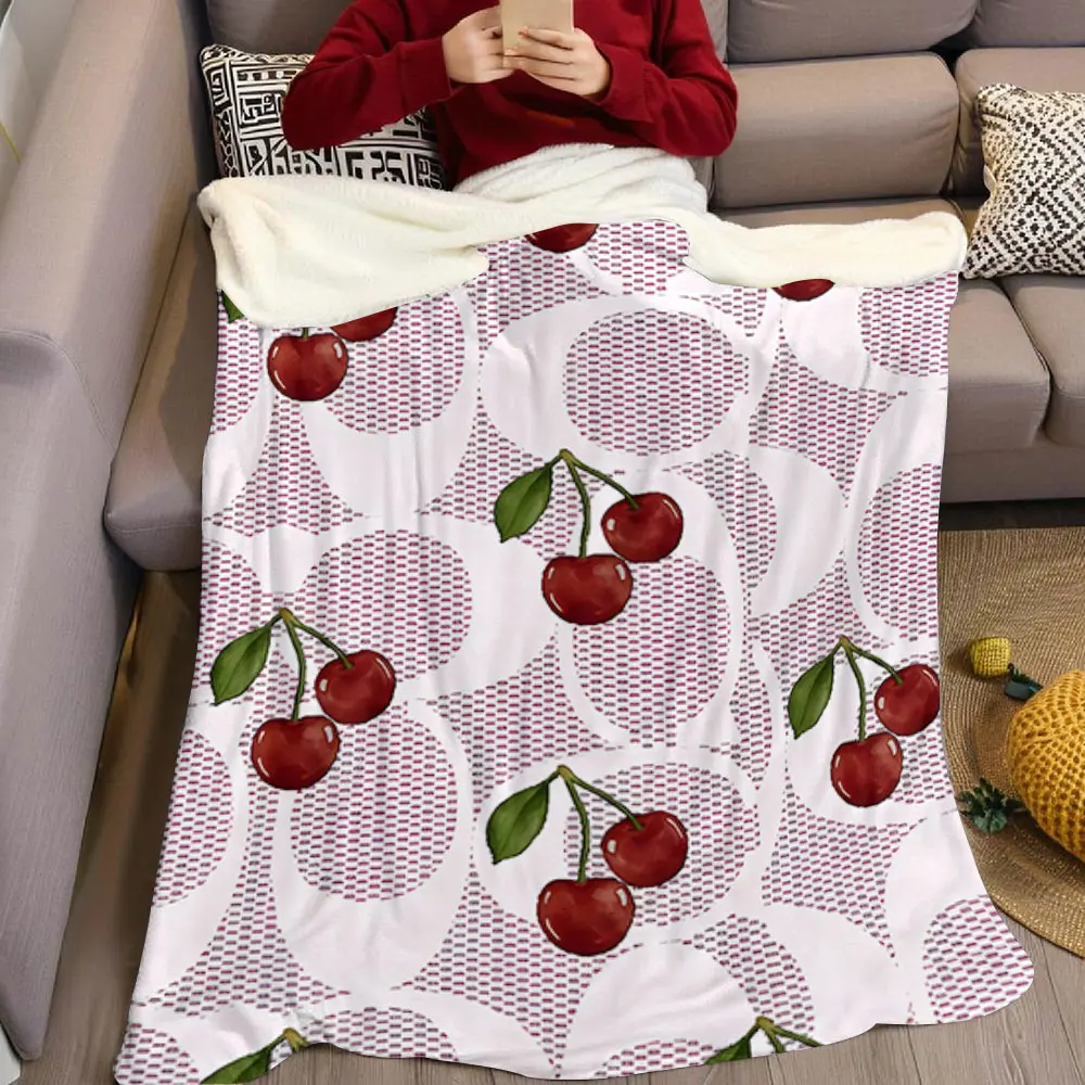Cherry Lux Flannel Blanket Perfect for Sofa Office Bed Travel Sleep Read Relax Camping four season use