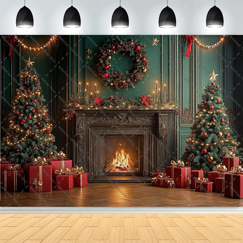 Winter Christmas Atmosphere Windows Photography Background Merry Christmas Glow Christmas Little Studio Backdrops AG-69