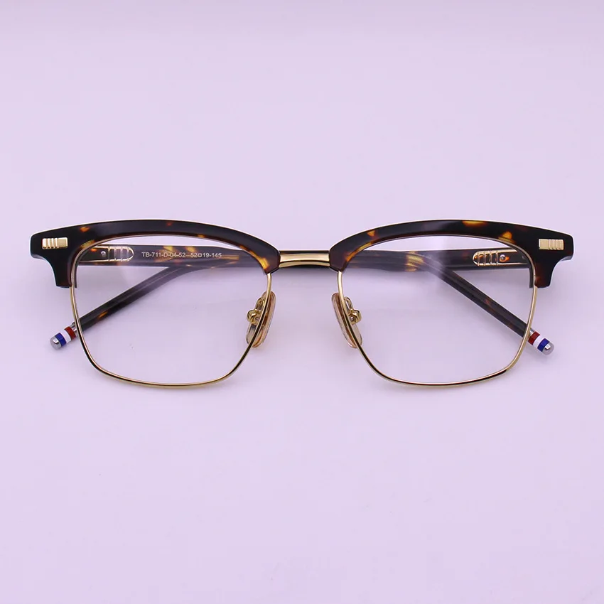 High Quality Acetate Alloy Square Glasses Frame for Men Women Semi Rim Trendy Eyeglasses Luxury Brand Optical Myopia Eyewear